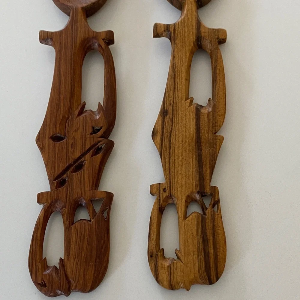 Artisan Carved Wooden Serving Utensils